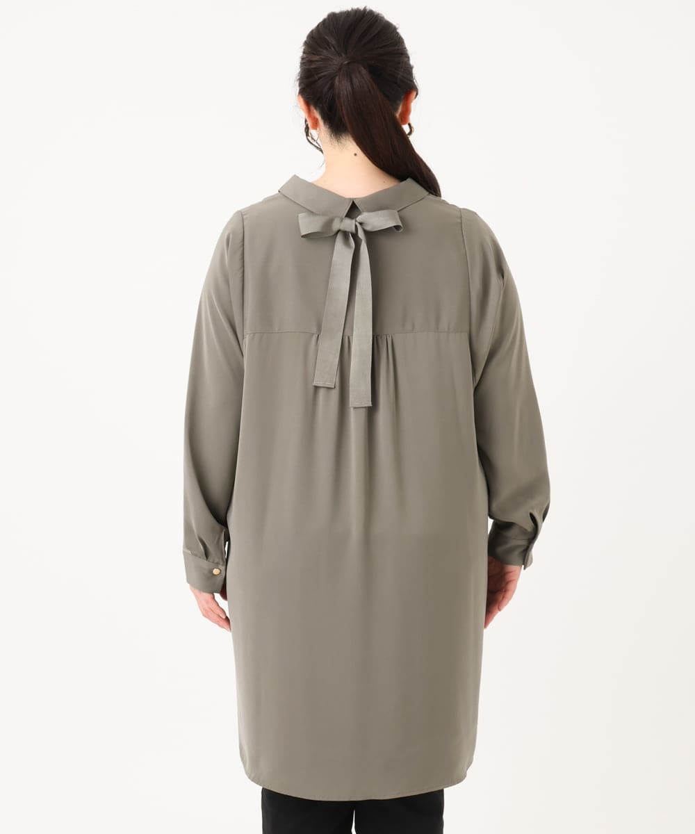 OLEAA12119 eur3(エウルキューブ) 【大きいサイズ】バックリボンシャツチュニック カーキ(36)