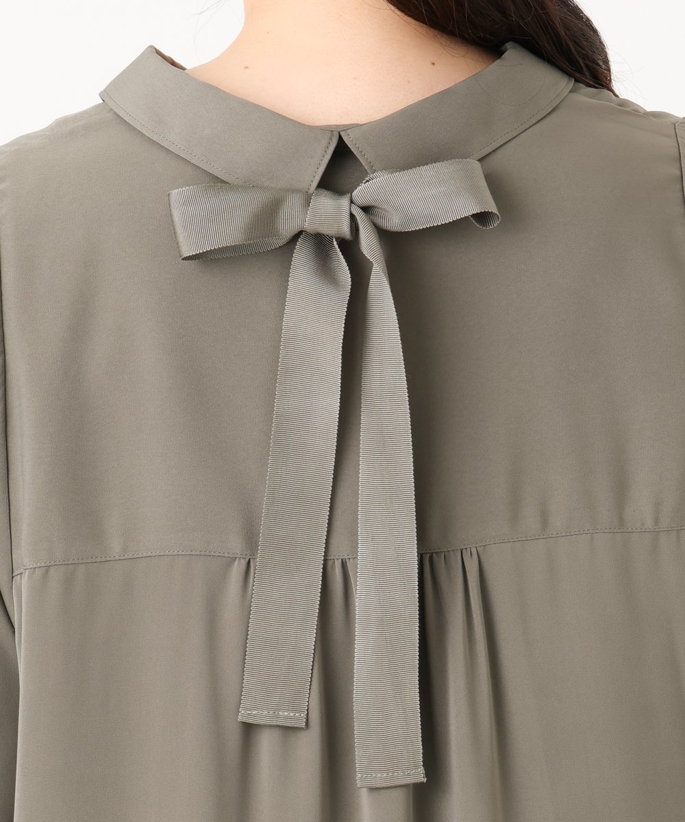 OLEAA12119 eur3(エウルキューブ) 【大きいサイズ】バックリボンシャツチュニック カーキ(36)