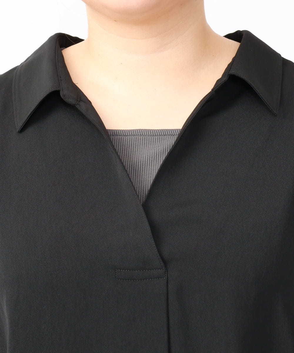OLEAA12119 eur3(エウルキューブ) 【大きいサイズ】バックリボンシャツチュニック ブラック(94)