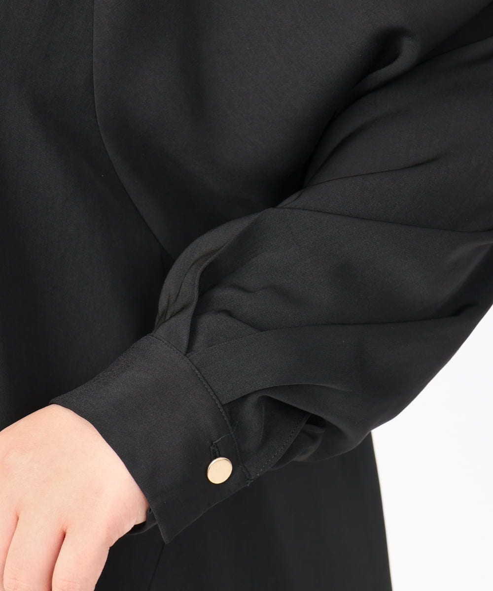 OLEAA12119 eur3(エウルキューブ) 【大きいサイズ】バックリボンシャツチュニック ブラック(94)