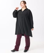 OLEAA12119 eur3(エウルキューブ) 【大きいサイズ】バックリボンシャツチュニック ブラック(94)
