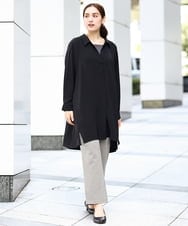 OLEAA12119 eur3(エウルキューブ) 【大きいサイズ】バックリボンシャツチュニック ブラック(94)