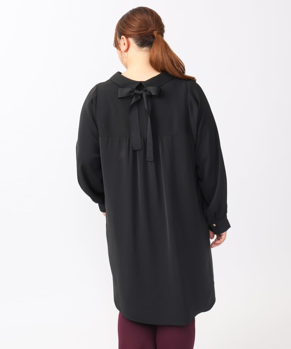 OLEAA12119 eur3(エウルキューブ) 【大きいサイズ】バックリボンシャツチュニック ブラック(94)