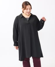 OLEAA12119 eur3(エウルキューブ) 【大きいサイズ】バックリボンシャツチュニック ブラック(94)