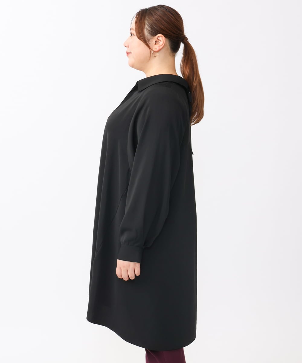 OLEAA12119 eur3(エウルキューブ) 【大きいサイズ】バックリボンシャツチュニック ブラック(94)