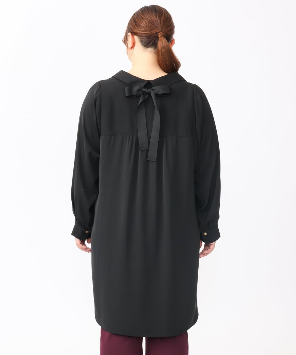 OLEAA12119 eur3(エウルキューブ) 【大きいサイズ】バックリボンシャツチュニック ブラック(94)