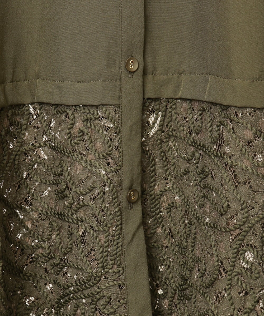 OLEAA13129 eur3(エウルキューブ) 【大きいサイズ】レースコンビシャツチュニック カーキ(36)