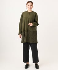 OLEAA13129 eur3(エウルキューブ) 【大きいサイズ】レースコンビシャツチュニック カーキ(36)