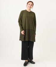 OLEAA13129 eur3(エウルキューブ) 【大きいサイズ】レースコンビシャツチュニック カーキ(36)