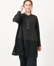 OLEAA13129 eur3(エウルキューブ) 【大きいサイズ】レースコンビシャツチュニック ブラック(94)