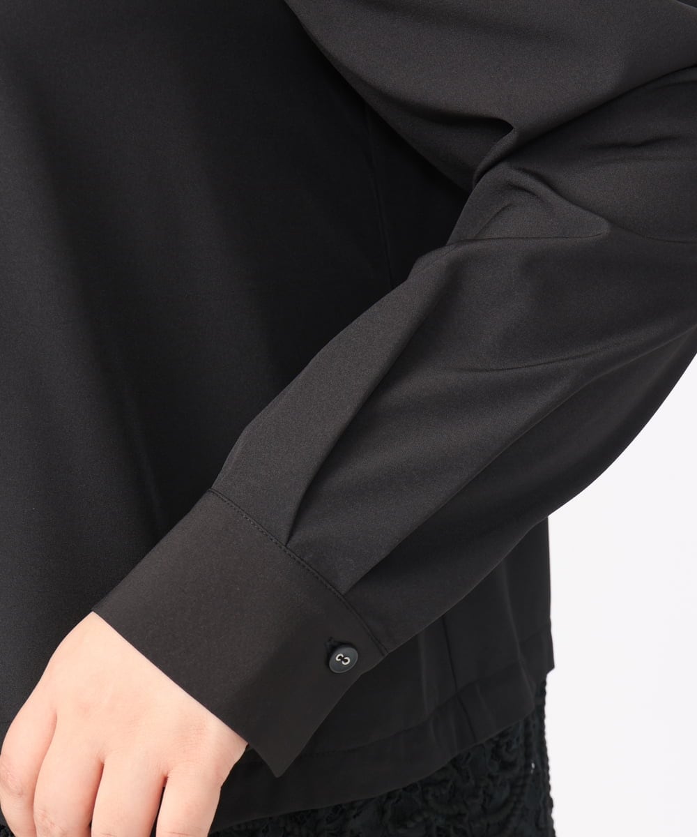 OLEAA13129 eur3(エウルキューブ) 【大きいサイズ】レースコンビシャツチュニック ブラック(94)