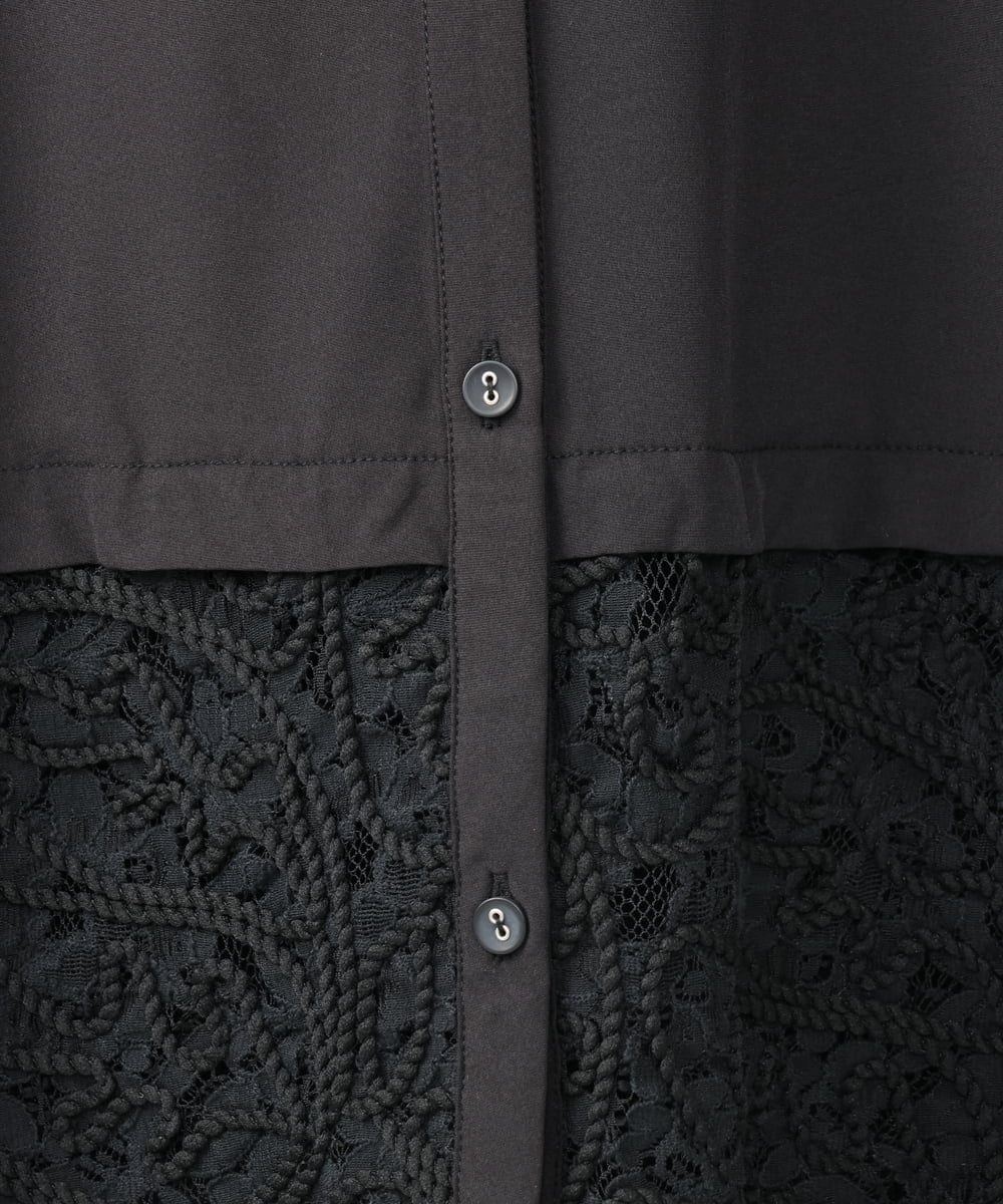 OLEAA13129 eur3(エウルキューブ) 【大きいサイズ】レースコンビシャツチュニック ブラック(94)