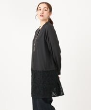 OLEAA13129 eur3(エウルキューブ) 【大きいサイズ】レースコンビシャツチュニック ブラック(94)