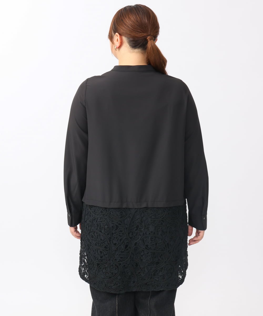OLEAA13129 eur3(エウルキューブ) 【大きいサイズ】レースコンビシャツチュニック ブラック(94)
