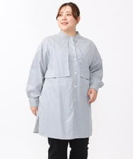OLEAA28119 eur3(エウルキューブ) 【大きいサイズ/soso×eur3】ケープ風ストライプシャツ ネイビー(57)