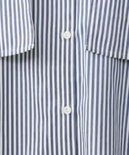OLEAA28119 eur3(エウルキューブ) 【大きいサイズ/soso×eur3】ケープ風ストライプシャツ ネイビー(57)