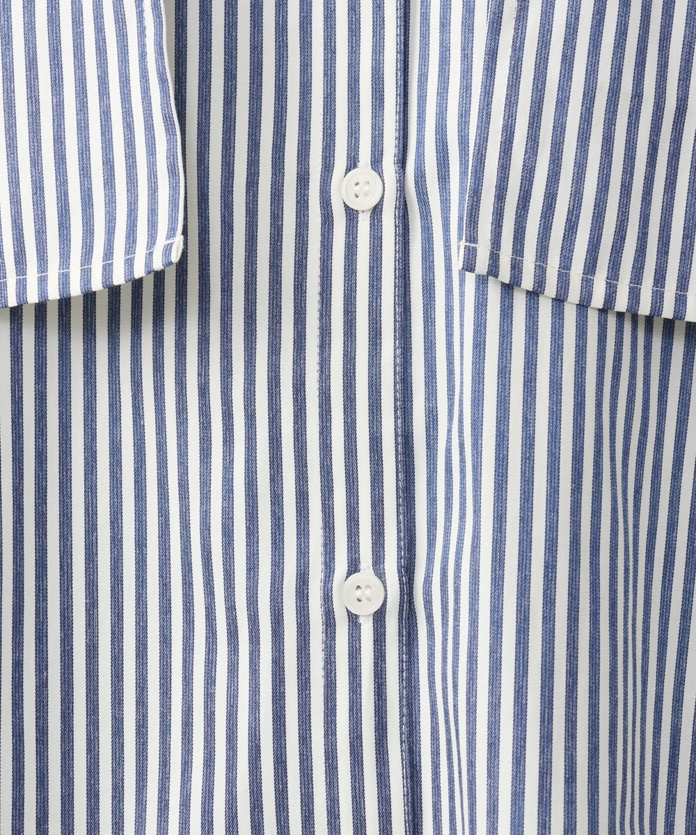 OLEAA28119 eur3(エウルキューブ) 【大きいサイズ/soso×eur3】ケープ風ストライプシャツ ネイビー(57)