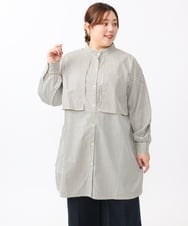 OLEAA28119 eur3(エウルキューブ) 【大きいサイズ/soso×eur3】ケープ風ストライプシャツ グレー(92)