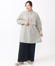 OLEAA28119 eur3(エウルキューブ) 【大きいサイズ/soso×eur3】ケープ風ストライプシャツ グレー(92)