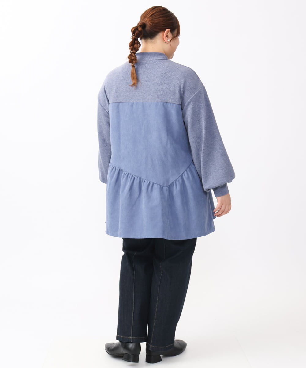 OLEAA29119 eur3(エウルキューブ) 【大きいサイズ/soso×eur3】イレヘムギャザーチュニック ブルー(55)