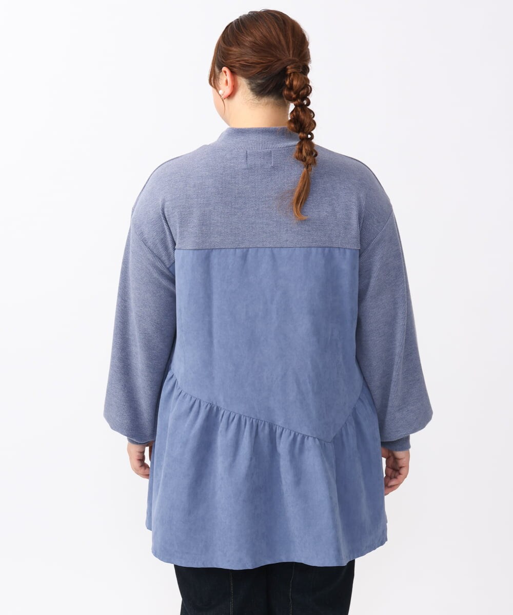 OLEAA29119 eur3(エウルキューブ) 【大きいサイズ/soso×eur3】イレヘムギャザーチュニック ブルー(55)