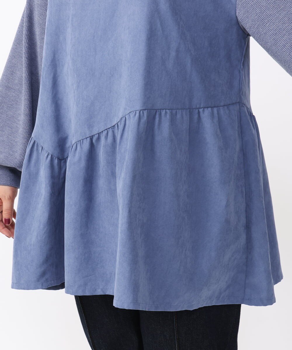 OLEAA29119 eur3(エウルキューブ) 【大きいサイズ/soso×eur3】イレヘムギャザーチュニック ブルー(55)