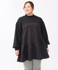 OLEAA29119 eur3(エウルキューブ) 【大きいサイズ/soso×eur3】イレヘムギャザーチュニック ブラック(94)