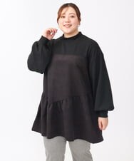 OLEAA29119 eur3(エウルキューブ) 【大きいサイズ/soso×eur3】イレヘムギャザーチュニック ブラック(94)