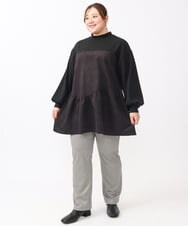OLEAA29119 eur3(エウルキューブ) 【大きいサイズ/soso×eur3】イレヘムギャザーチュニック ブラック(94)