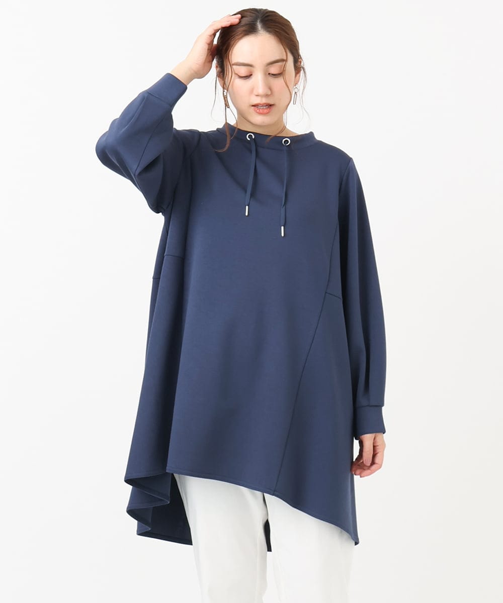 OLEAA31099 eur3(エウルキューブ) 【大きいサイズ】ダンボールバックフレアチュニック ネイビー(57)