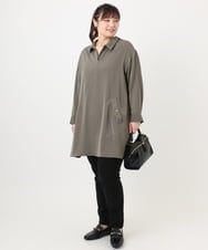OLEAD12119 eur3(エウルキューブ) 【WEB先行販売】【大きいサイズ】シャツチュニック カーキ(36)