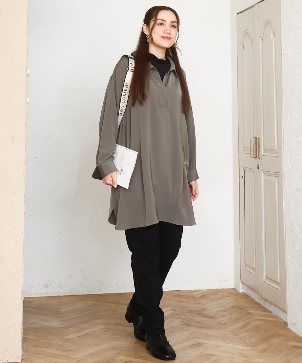 OLEAD12119 eur3(エウルキューブ) 【WEB先行販売】【大きいサイズ】シャツチュニック カーキ(36)