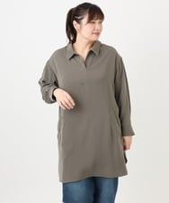 OLEAD12119 eur3(エウルキューブ) 【WEB先行販売】【大きいサイズ】シャツチュニック カーキ(36)