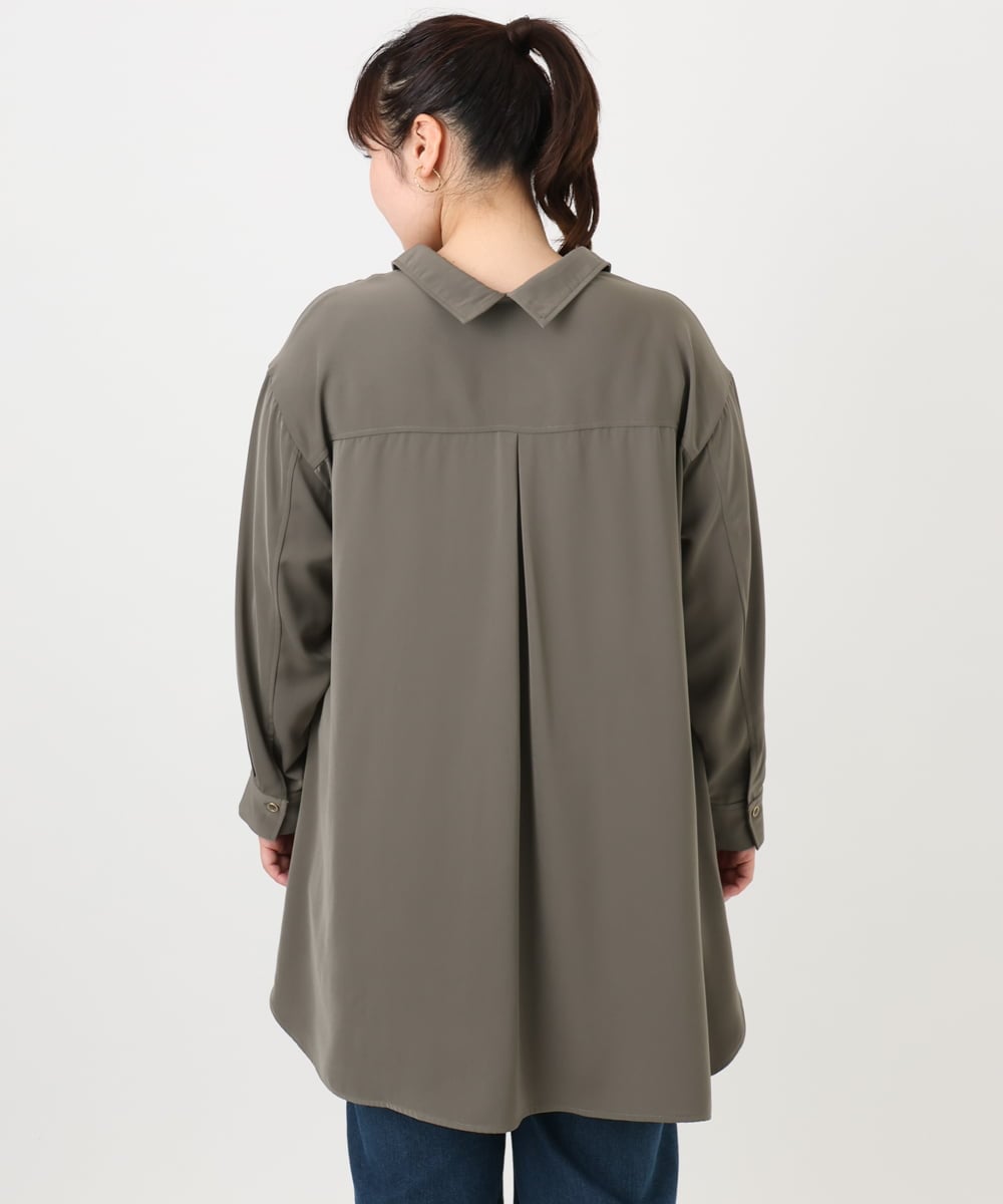 OLEAD12119 eur3(エウルキューブ) 【WEB先行販売】【大きいサイズ】シャツチュニック カーキ(36)