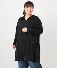 OLEAD12119 eur3(エウルキューブ) 【WEB先行販売】【大きいサイズ】シャツチュニック ブラック(94)