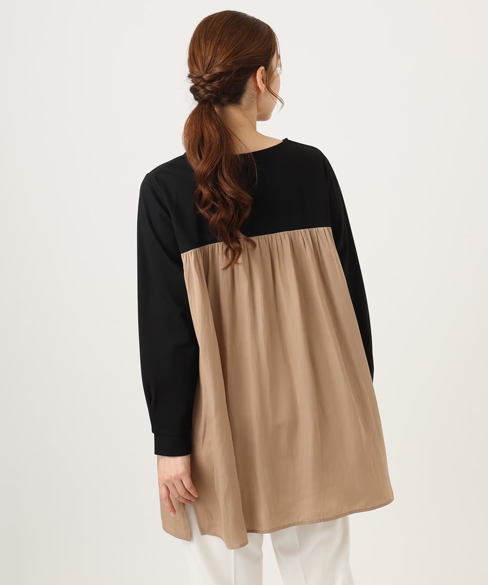 OLEAD13099 eur3(エウルキューブ) 【WEB先行販売】【大きいサイズ】サテンドッキングチュニック ベージュ(82)