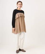 OLEAD13099 eur3(エウルキューブ) 【WEB先行販売】【大きいサイズ】サテンドッキングチュニック ベージュ(82)