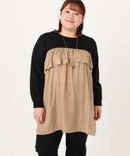 OLEAD13099 eur3(エウルキューブ) 【WEB先行販売】【大きいサイズ】サテンドッキングチュニック ベージュ(82)