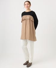 OLEAD13099 eur3(エウルキューブ) 【WEB先行販売】【大きいサイズ】サテンドッキングチュニック ベージュ(82)