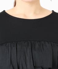 OLEAD13099 eur3(エウルキューブ) 【WEB先行販売】【大きいサイズ】サテンドッキングチュニック ブラック(94)