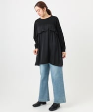 OLEAD13099 eur3(エウルキューブ) 【WEB先行販売】【大きいサイズ】サテンドッキングチュニック ブラック(94)