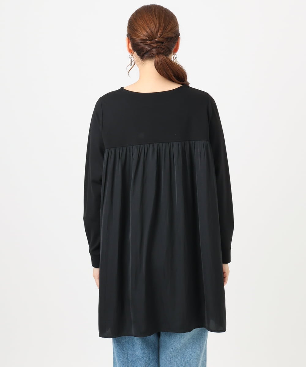 OLEAD13099 eur3(エウルキューブ) 【WEB先行販売】【大きいサイズ】サテンドッキングチュニック ブラック(94)