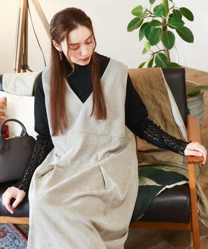 OLEAD18129 eur3 【WEB先行販売】【大きいサイズ】コーデュロイジャンパースカート