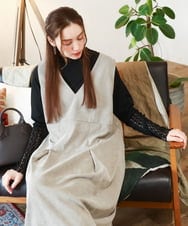 OLEAD18129 eur3(エウルキューブ) 【WEB先行販売】【大きいサイズ】コーデュロイジャンパースカート グレージュ(89)