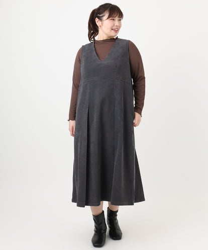 OLEAD18129 eur3 【WEB先行販売】【大きいサイズ】コーデュロイジャンパースカート