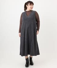 OLEAD18129 eur3(エウルキューブ) 【WEB先行販売】【大きいサイズ】コーデュロイジャンパースカート ダークグレー(93)