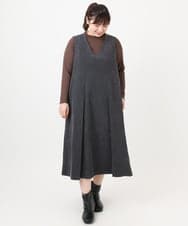 OLEAD18129 eur3(エウルキューブ) 【WEB先行販売】【大きいサイズ】コーデュロイジャンパースカート ダークグレー(93)