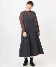 OLEAD18129 eur3(エウルキューブ) 【WEB先行販売】【大きいサイズ】コーデュロイジャンパースカート ダークグレー(93)