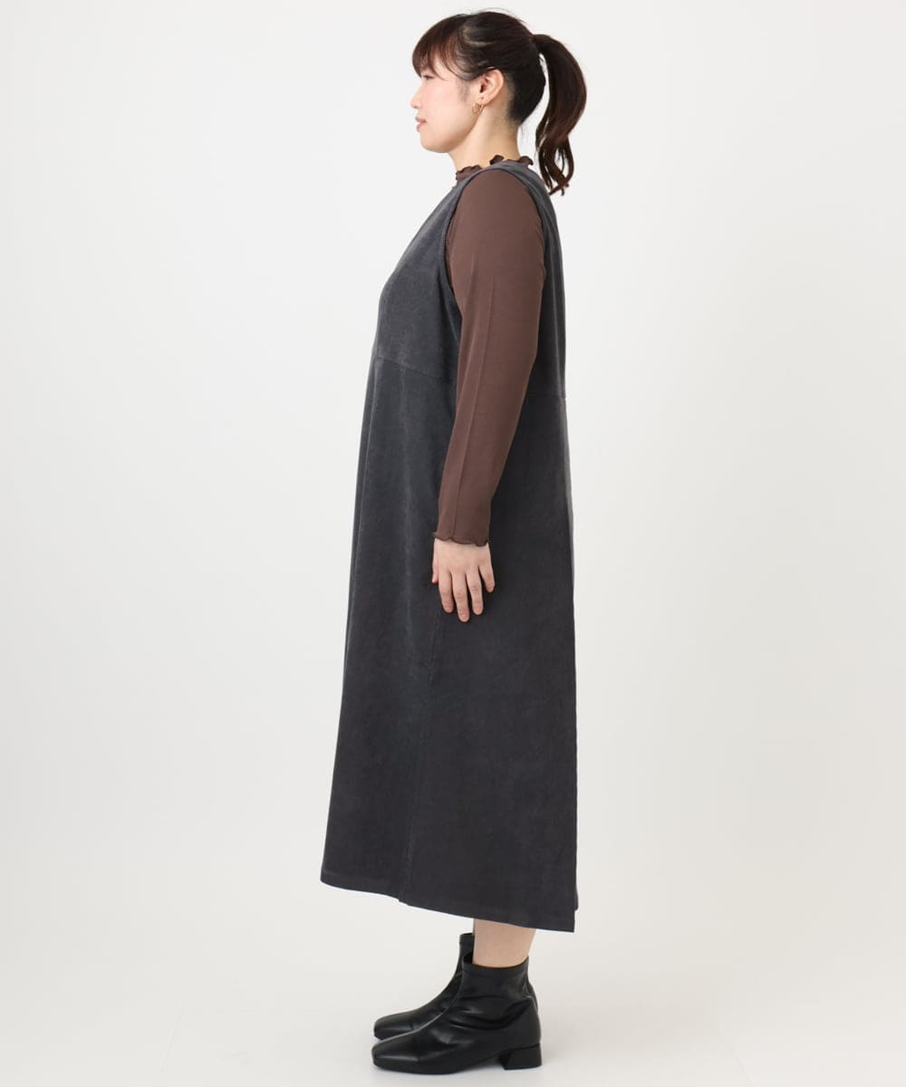 OLEAD18129 eur3(エウルキューブ) 【WEB先行販売】【大きいサイズ】コーデュロイジャンパースカート ダークグレー(93)