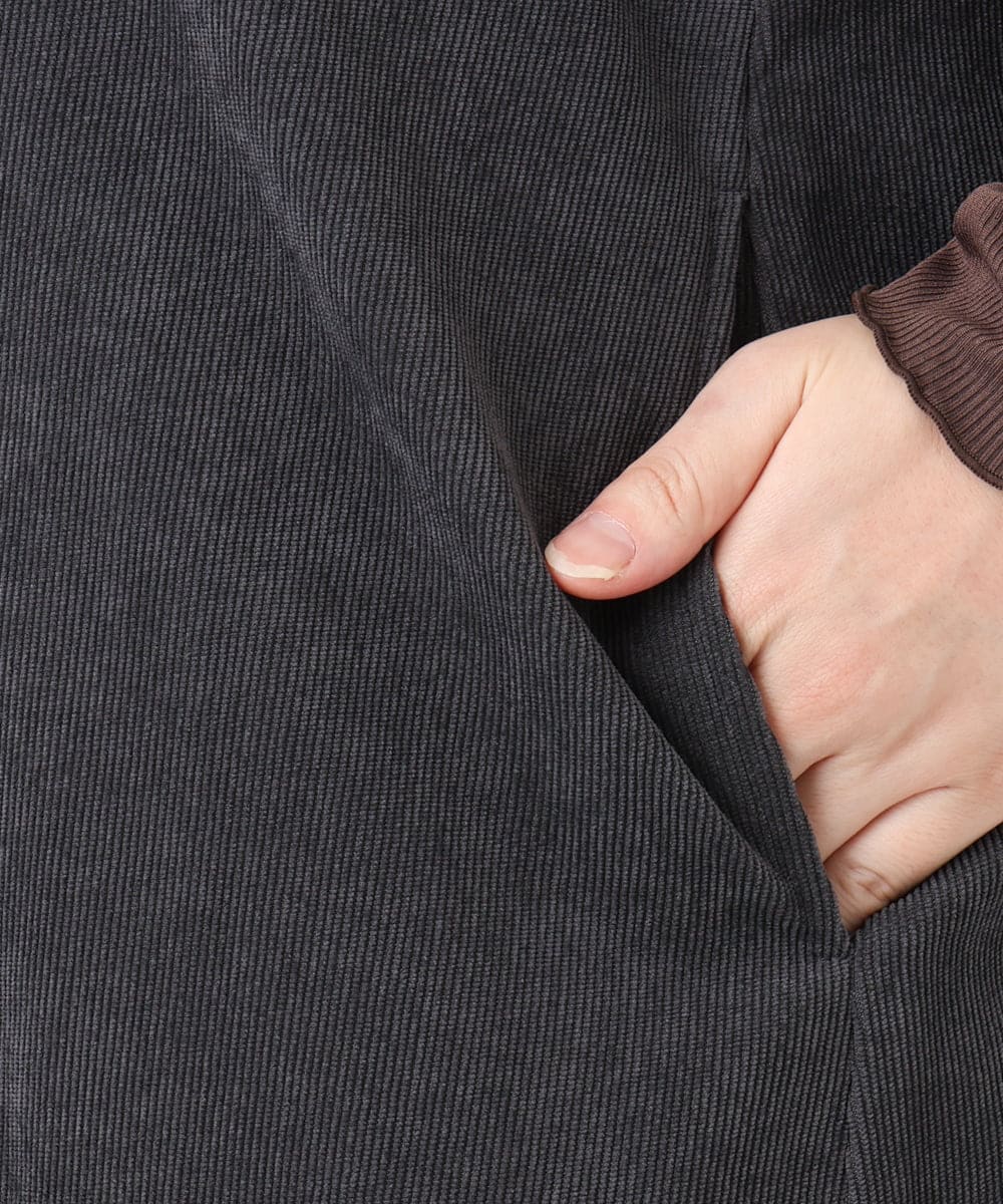 OLEAD18129 eur3(エウルキューブ) 【WEB先行販売】【大きいサイズ】コーデュロイジャンパースカート ダークグレー(93)